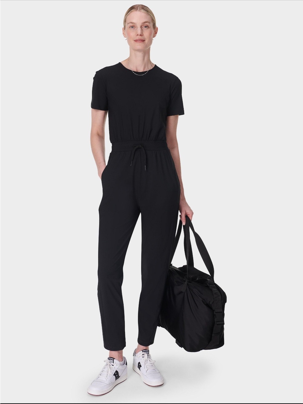Sweaty Betty Black Straight Leg Cropped Jumpsuit UK 8 / US 4